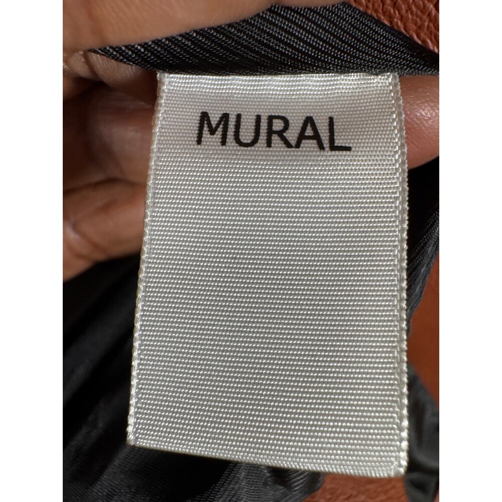 Mural Leather Moto Biker Vests Brown Black Zips Front Stretch Back Womens Medium - Picture 7 of 11